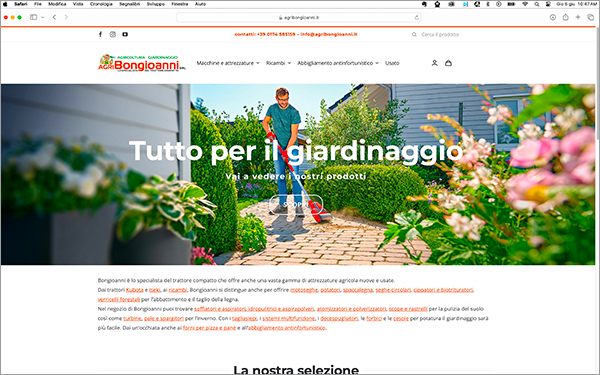 ECommerce Trattori compatti attrezzature giardinaggio